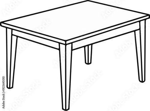 Minimalist line art illustration of a four-legged table on a white background