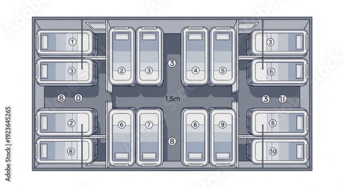 Overhead view of a passenger aircraft cabin with seating arrangement.
