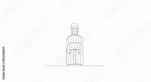 Etched outline drawing of a ribbed bottle with a stopper
