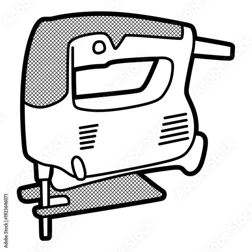 electric saw vector, editable lines