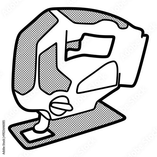 electric saw black and white vector, editable lines