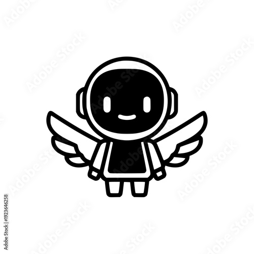 Cute and Friendly Little Angel Robot Character Vector Illustration