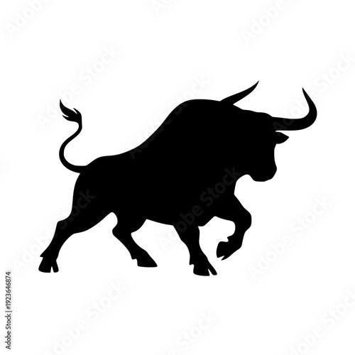 Powerful Bull Silhouette Minimalist Vector
