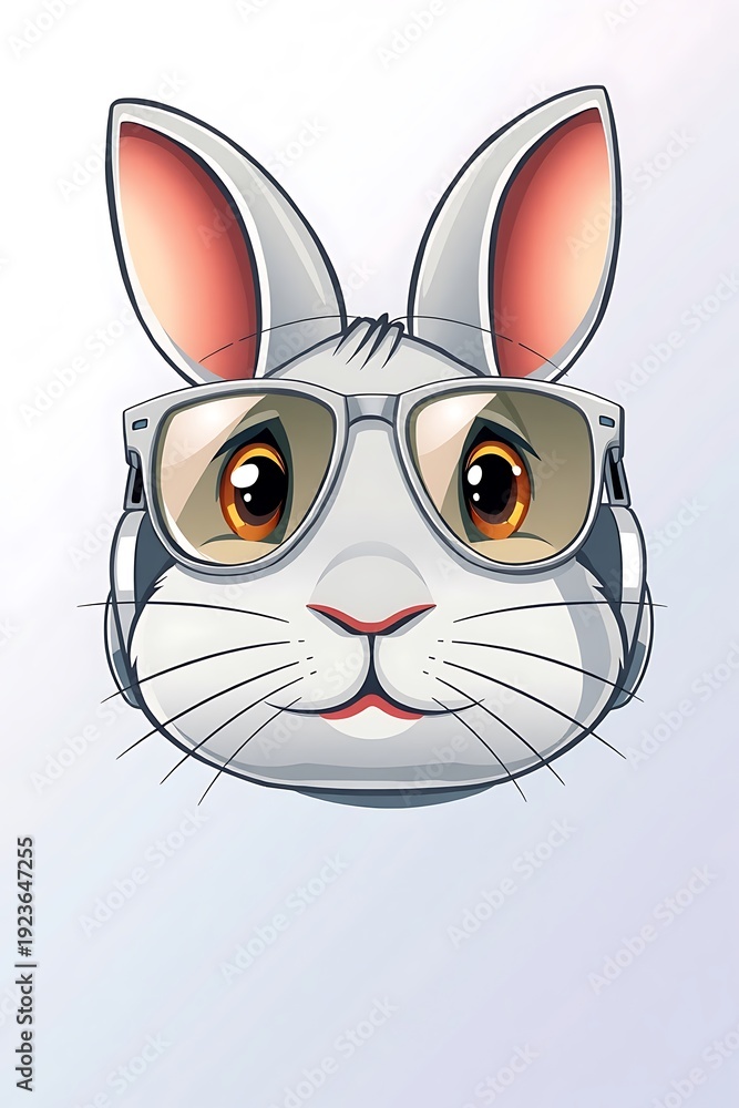 Obraz premium A whimsical illustration of a rabbit wearing stylish sunglasses and a smile