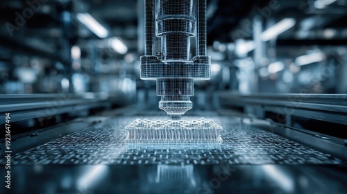 Advanced CNC machining concept showcasing precise laser cutting technology in a high-tech industrial environment with a focus on accuracy and innovation