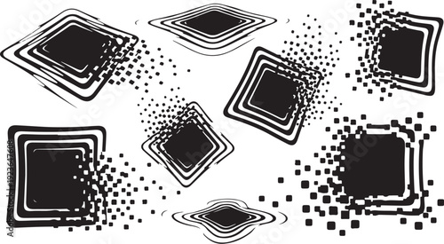 Geometric shapes with gradient effects and particle dispersion