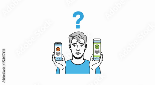 Man perplexed by choice between two different gel products