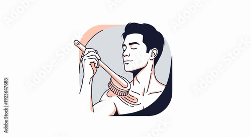 Man using a body brush for exfoliation and skin care