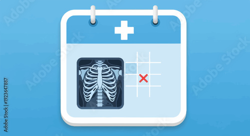 Medical calendar with X-ray image and a marked date