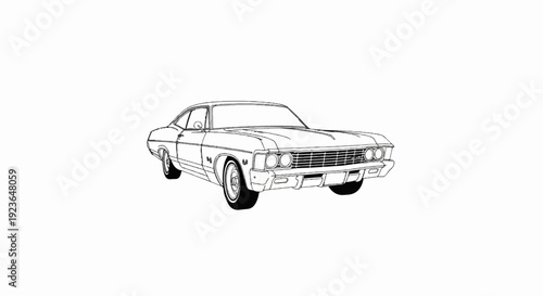 Line art of a classic two-door coupe automobile from the 1960s