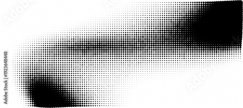 Abstract halftone gradient with smooth black to white dot transition, ideal for digital design and graphic overlays, with Transparent Background, PNG file