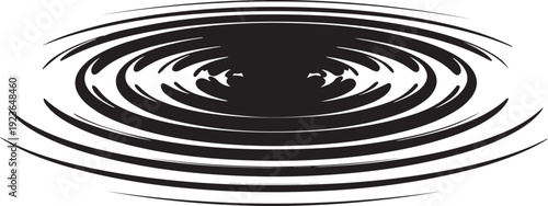 Black and white ripple effect on water surface illustration
