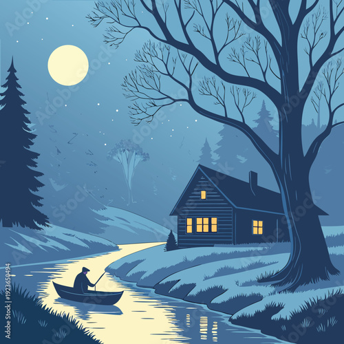 winter landscape with house