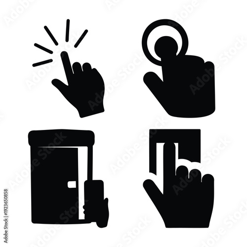 Collection of diverse hand gesture icons for digital interaction and physical control