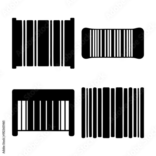 Diverse set of abstract barcode icons for scanning and product identification systems