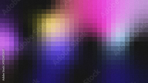 Abstract grainy gradient grid with vibrant color blocks and noise texture.