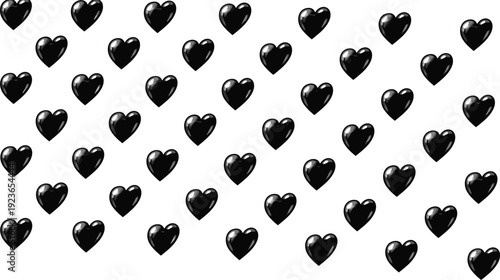 Black glossy heart pattern seamless background romantic vector illustration isolated background