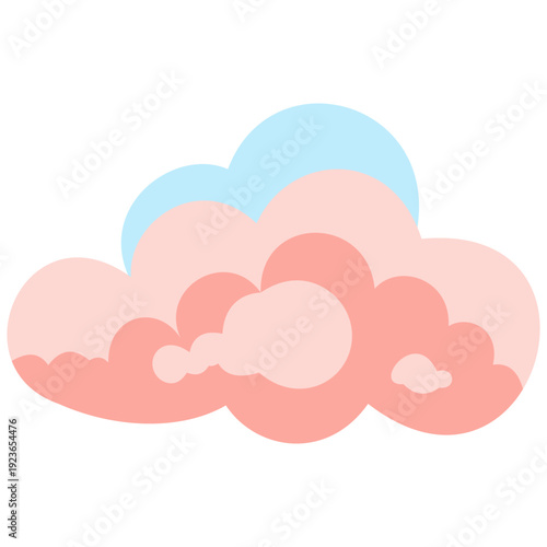 Pink and blue fluffy layered cloud ideal for colorful sky designs, cheerful weather graphics, dreamy backgrounds, and soft decorative elements with vibrant flat illustration style.