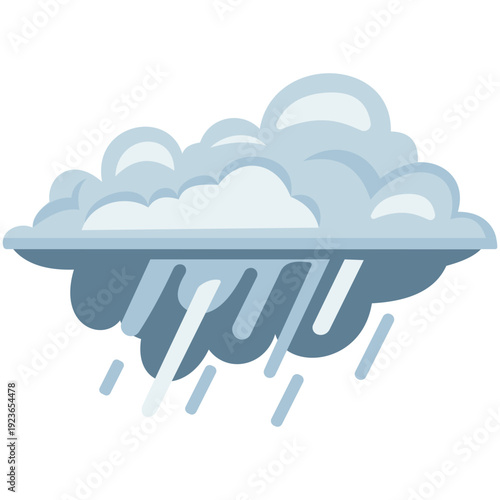 Dark grey storm clouds with heavy rain ideal for severe weather illustrations, stormy sky designs, intense precipitation graphics, and dramatic atmospheric flat style.