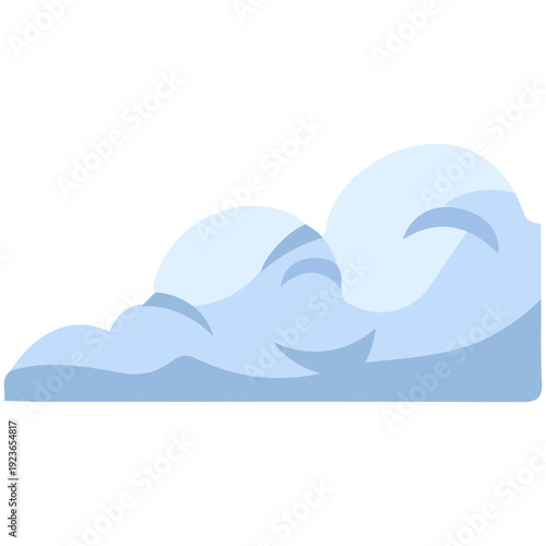 Blue angled cloud formation ideal for dynamic sky designs, diagonal weather graphics, atmospheric perspectives, and modern decorative elements with contemporary flat illustration style.
