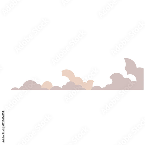 Beige brown layered horizontal cloud ideal for sunset skies, earthy weather graphics, warm horizon designs, and natural atmospheric backgrounds with muted flat graphic style.