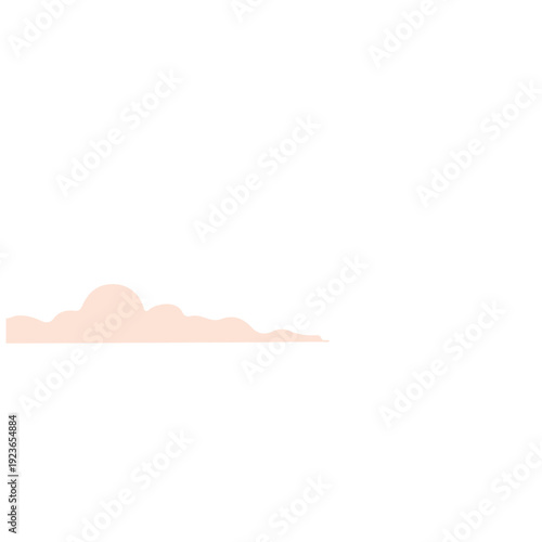 Small peach horizontal cloud perfect for minimal sky designs, subtle weather graphics, delicate horizon elements, and gentle atmospheric accents with simple flat illustration style.