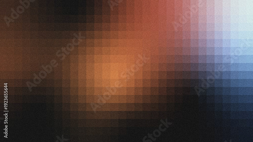 An abstract background featuring a grid of warm-to-cool color gradients overlaid with a grainy, noisy texture.