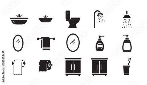 Bathroom icons set for modern design projects