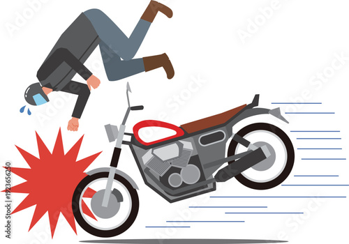 バイク事故で飛ばされる男性