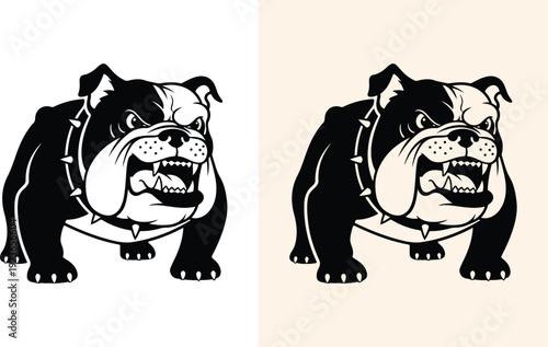 Angry Bulldog Vector Illustration, Flat Design Graphic Art