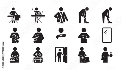 People performing various actions in daily life and work settings