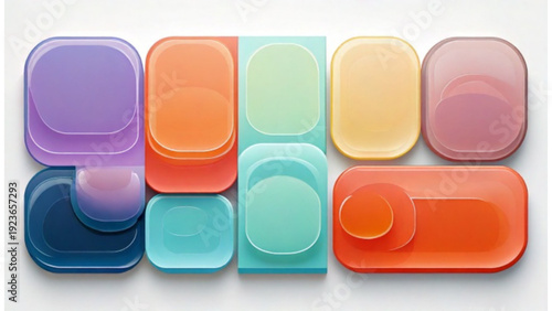 Rounded rectangle abstract pastel shapes modern banner layout vector template set