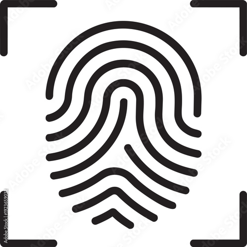 fingerprint scanner icon representing biometric security and identity verification in modern minimalist line art vector