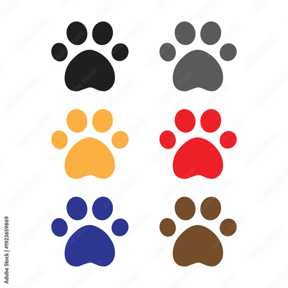 Fototapeta premium Paw icon set. Paw print icon vector illustration