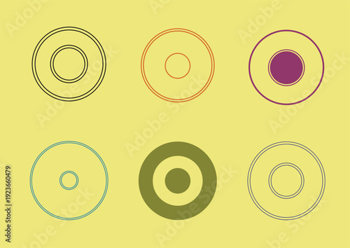 Geometric shapes with concentric circles on a solid background, memorial day illustration