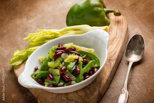 Fresh salad with red beans pepper and celery