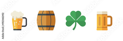 Flat Irish pub icon collection – Ideal for menu design or flyers.