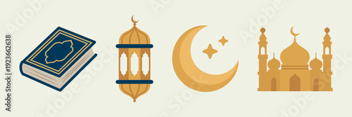Islamic storytelling elements and mosque icons – Perfect for holiday newsletters, podcast covers, or community centers.