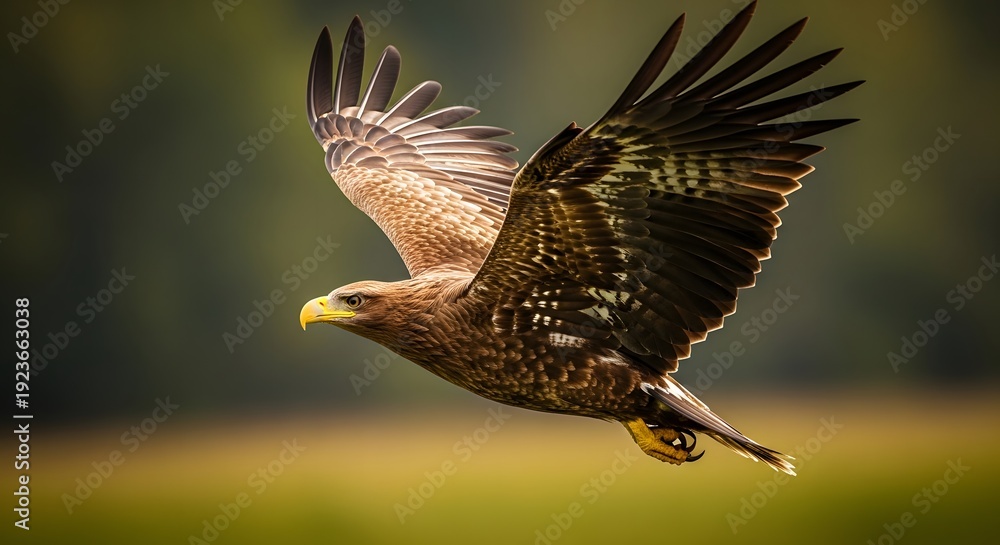 Fototapeta premium Brown eagle in flight a majestic animal soaring through the sky