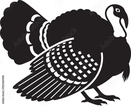 Turkey Silhouette with Fanned Tail – Vector EPS
