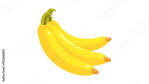 Flat Vector Illustration of a Fresh Yellow Banana Bunch Isolated on White Background