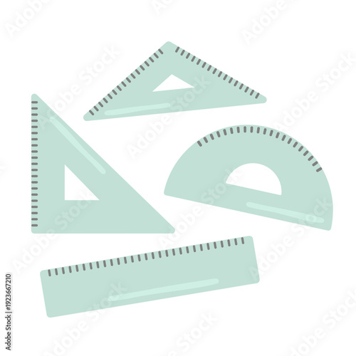 三角定規・定規・分度器のイラストセット