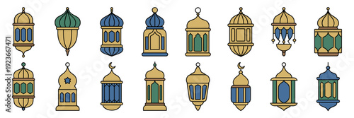 Decorative Ramadan lamp icon collection – Perfect for illuminating seasonal designs, newsletters, or blogs.