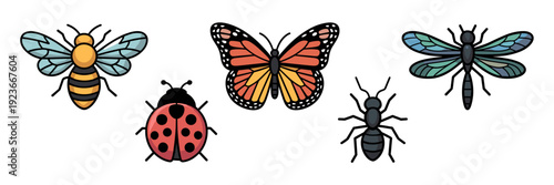 Colorful insect clipart illustration – Great for children's books, entomology websites, or garden center ads.