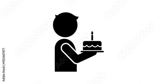 Person holding a birthday cake with one hand
