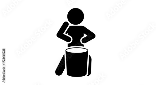 A person playing a drum with hands, illustration of drumming action, simple graphic artwork byo (65)