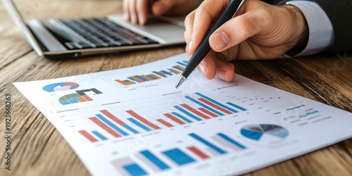 Managing finances and preparing financial reports with a business growth chart