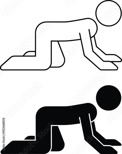 exercise fitness yoga pose silhouette icon human body stretch workout training illustration
