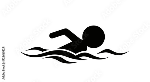 Person swimming alone in water with waves byo