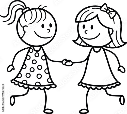 Two happy children jumping in rain puddles wearing yellow and blue raincoats with umbrella for weather concept and autumn seasonal outdoor vector design